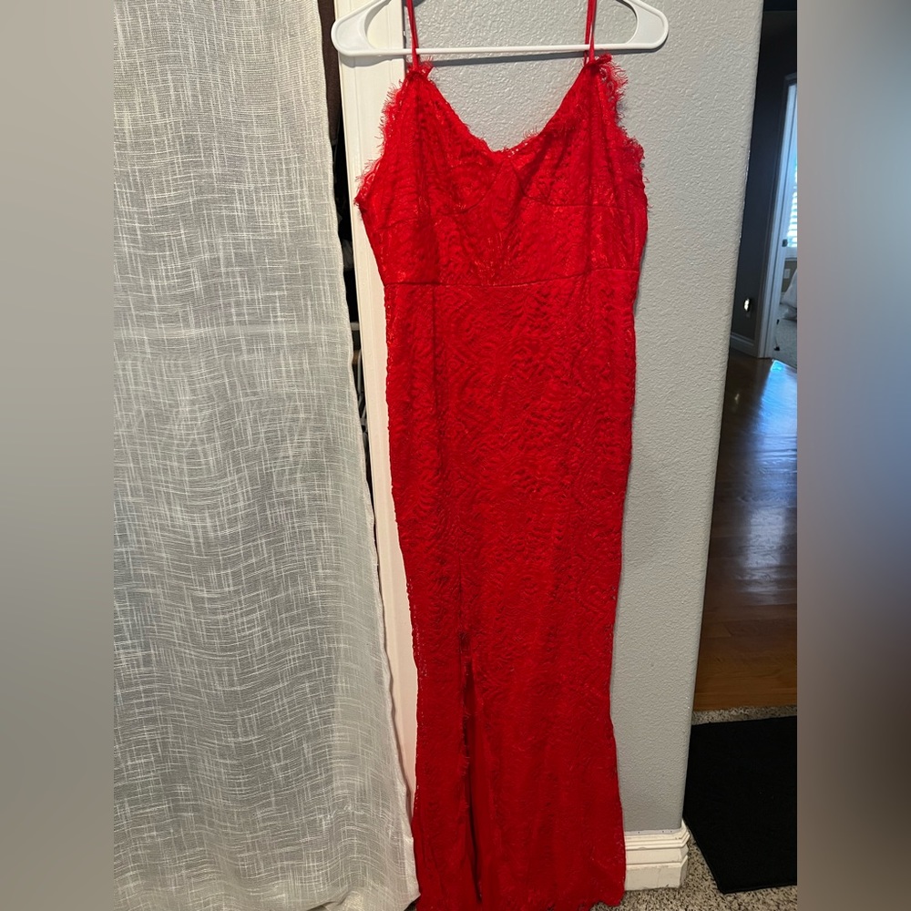 Red lace dress
